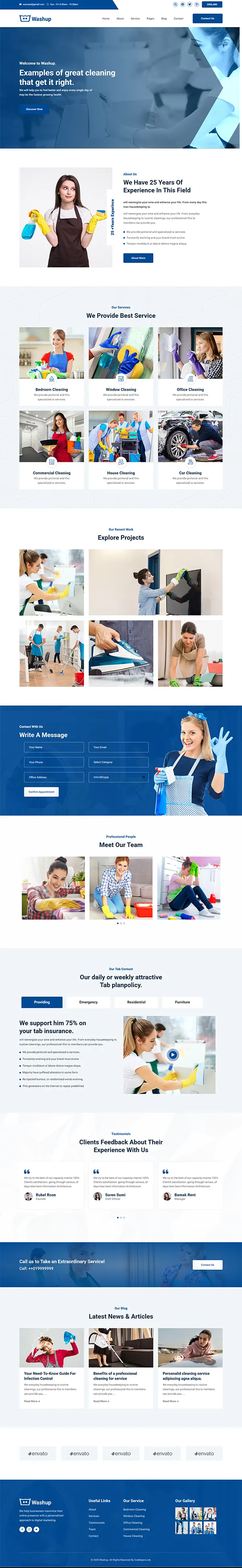 Washup – Cleaning Services Joomla 6 Template